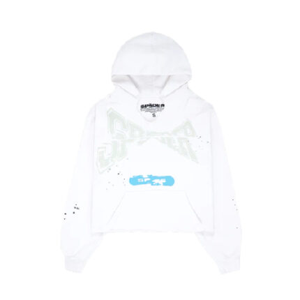 Sp5der Cropped Hoodie White